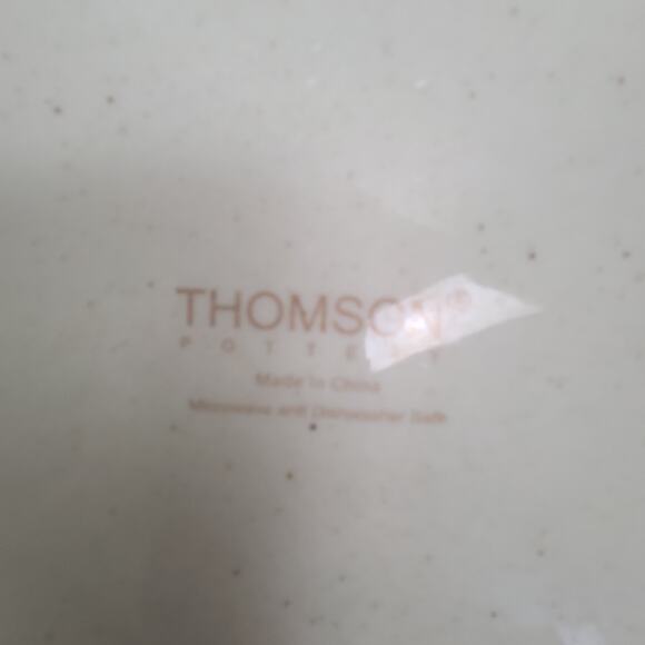 Lot Of 4 Thomson Pottery SEDONA 10.5” Dinner Plates: Red Swirl • Brown Rim - Picture 4 of 6